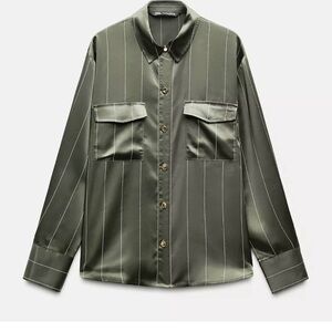 Zara Satin Striped Button Down Shirt – NWT – Size Small